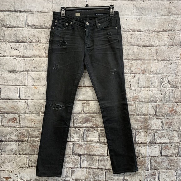 AG Adriano Goldschmied Premiere Skinny Leg Jeans Gray Distressed Womens Size 27 - Picture 6 of 12